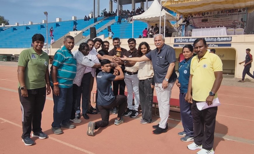 கோவை நேரு விளையாட்டு அரங்கில் தடகளப் போட்டி! ஆர்வத்துடன் களமிறங்கிய மாணவ,மாணவியர்கள்!
